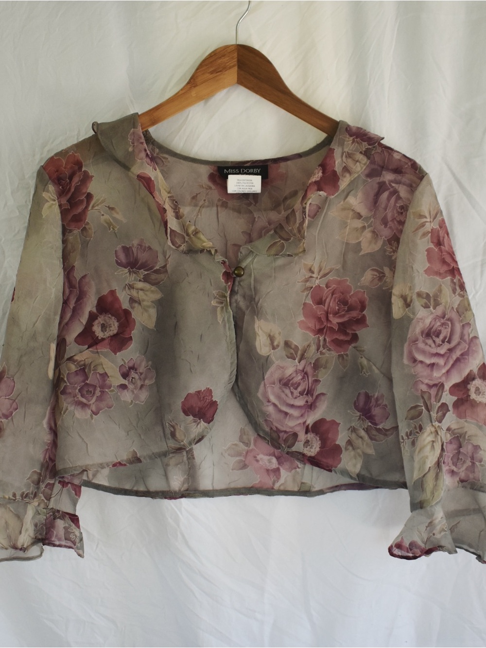 Sheer Floral Crop Blouse